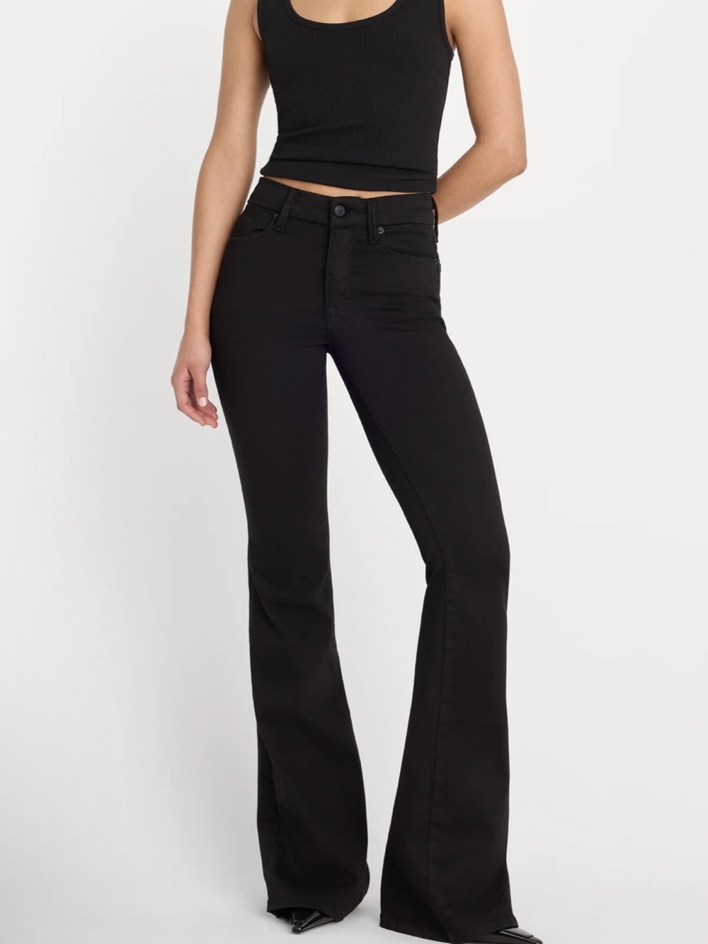Good American black Women's High-Rise Black Flare Jeans! New! 4